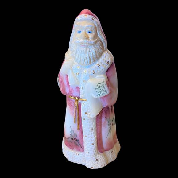 FENTON Glass SANTA FIGURINE 8" Santas List Limited Edition Signed Numbered Pink - Picture 2 of 8